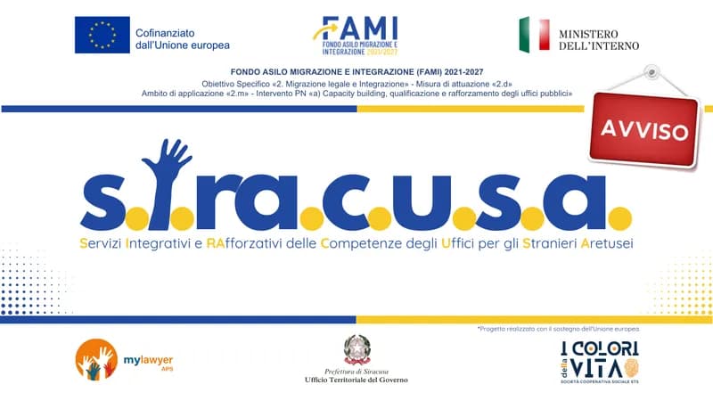 Progetto FAMI-1017 S.I.RA.C.U.S.A. Avviso costituzione Long List Formatori